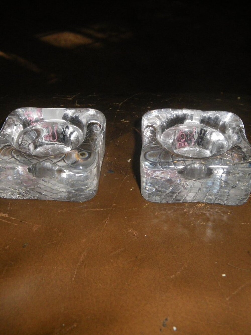 2 Small Ice Cube Style Candle Holders WMF Glas Galerie